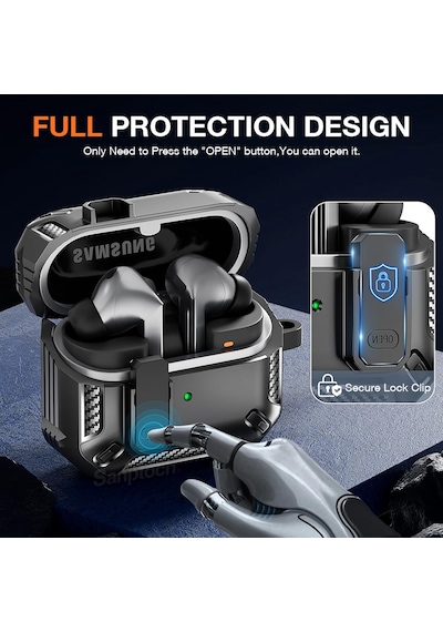 Samsung Uyumlu Galaxy Buds 3 Fe / Buds 3 Pro / Buds 3 İle Uyumlu Kılıf Kilitli Açma Kapama Koruyucu Kapak Sarı