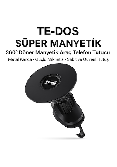 Td-h7541 Süper Manyetik Araç Telefon Tutucu 360 Dönebilen Metal Klima Menfezlerine Uygun Mıknatıslı 1