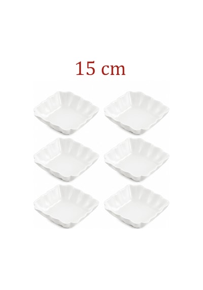 Porsima 6'lı Beyaz Porselen Kase Seti Çerez, Meze, Salata Ve Kahvaltılık Servis Kasesi 15cm
