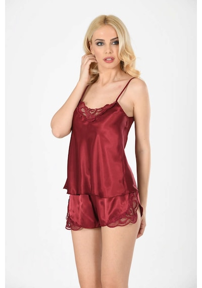 Sistina Bordo - 956 - Saten Babydoll Şortlu Takım - 281 - - Concepta - Beden L/xl
