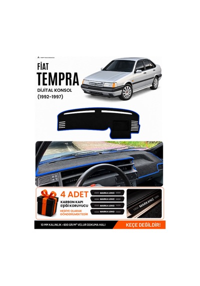Fıat Tempra 1992-1997 Dijital Konsol Uyumlu Torpido Örtüsü, Torpido Kılıfı - Siyah Mavi