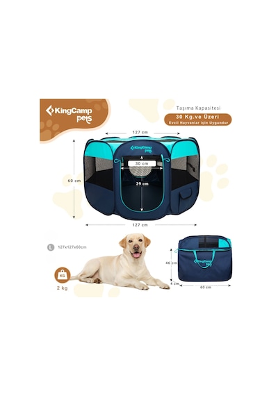 Kingcamp Pets Ancona L Portatif Köpek Çadırı Mavi