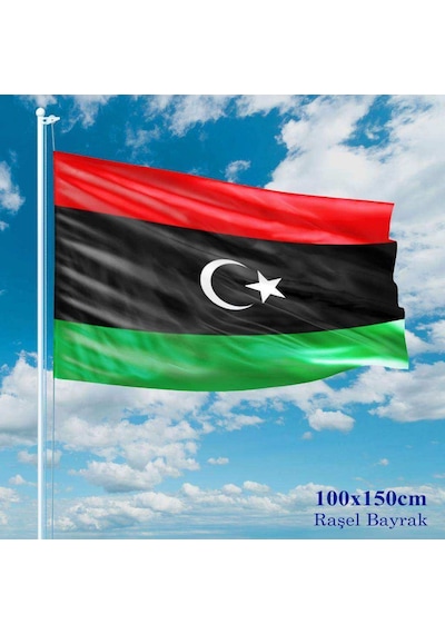 Libya Bayrağı - 100x150 Cm 1 Metre X 1,5 Metre - Raşel Kumaş 1