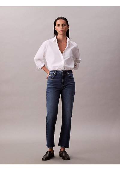 Calvin Klein Solıd Boxy Cropped Shırt-12628 Beyaz