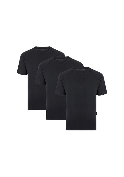 Thermoform Bambu Erkek Bisiklet Yaka Tişört Kısa Kollu Fanila Atlet Siyah 3'lü Paket Çok Renkli