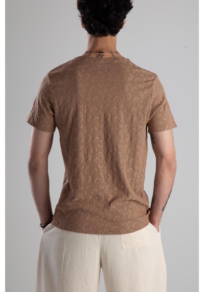 Cocopelli Jakarlı Kahve O Rme T-shirt Coc2145 Beyaz