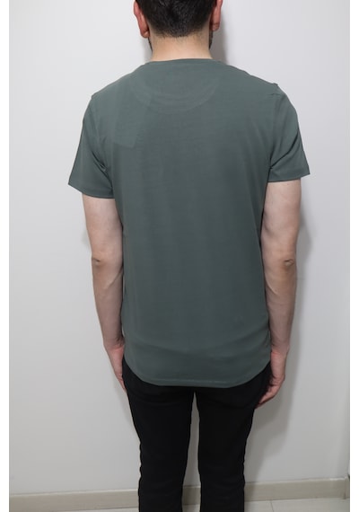 Santa Dmctekstil Erkek 2675 Düz Spor Kesim Rahat Kalıp Bisiklet Yaka Basic T-shirt Haki