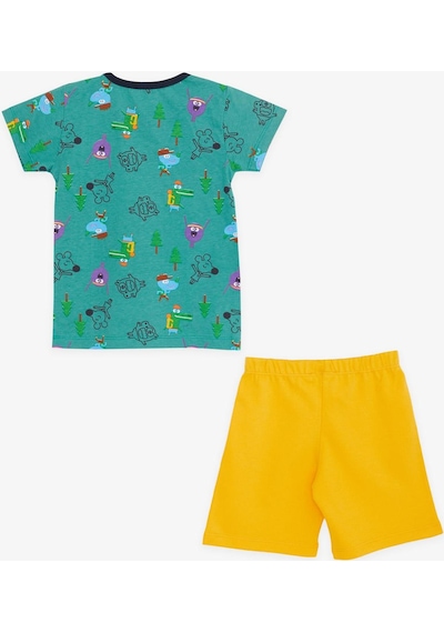 Breeze Erkek Bebek Pijama Takımı Neşeli Hayvanlar Alemi Dostluk Temalı 9 Ay-3 Yaş, Yeşil-yeşil Yeşil
