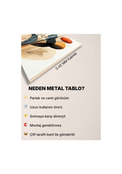 Modern Botanik Ve Geometrik Metal Tablo - Soyut Duvar Dekoru, Metal Poster Wall Art Çok Renkli - 923217010 Çok Renkli - 923217010 Çok Renkli
