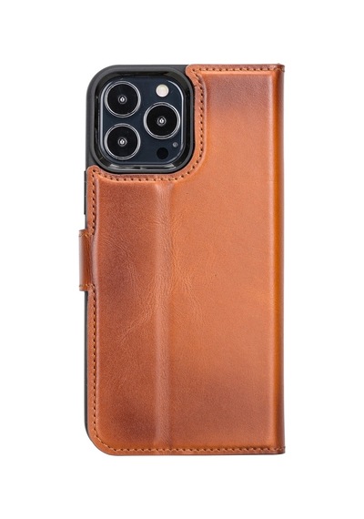 Plm Apple İphone 13 Pro Max Uyumlu Deri Cüzdanlı Kılıf Rst2ef Taba Acı Kahverengi