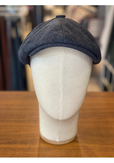 Hamze Peaky Blinders Tarz İngiliz Model Balıksırtı Desen Kaşe Kumaş Kasket Şapka Lacivert