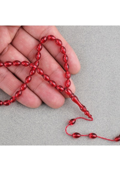 Ateş Kehribar Beyzi Kesim Sistemli Bilek Boy 5x8mm Tesbih Kırmızı 43279792