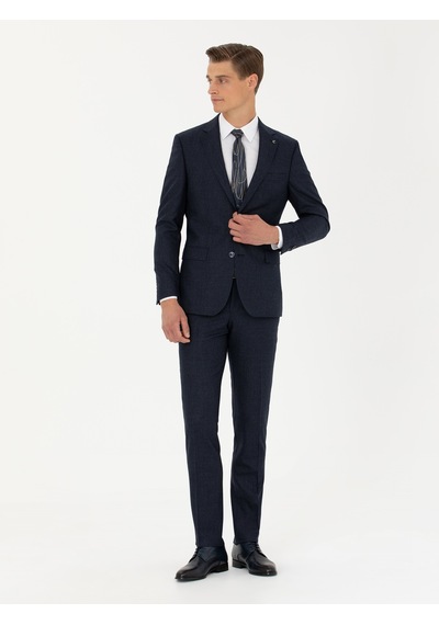 Cacharel Lacivert Slim Fit Yün Takım Elbise