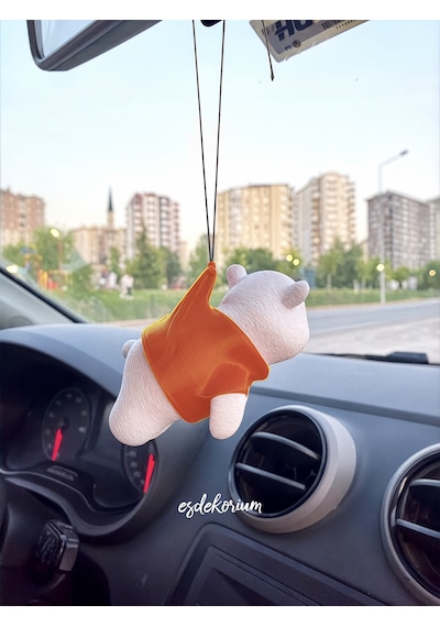 Sevimli Ayıcık Dikiz Aynası Süsü - Araç Aksesuar - Oto Aksesuar Turuncu