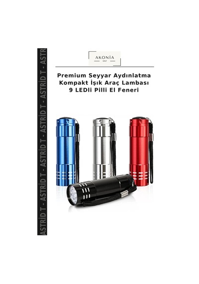 Premium Seyyar Aydınlatma Kompakt İşık Araç Lambası 9 Ledli Pilli El Feneri