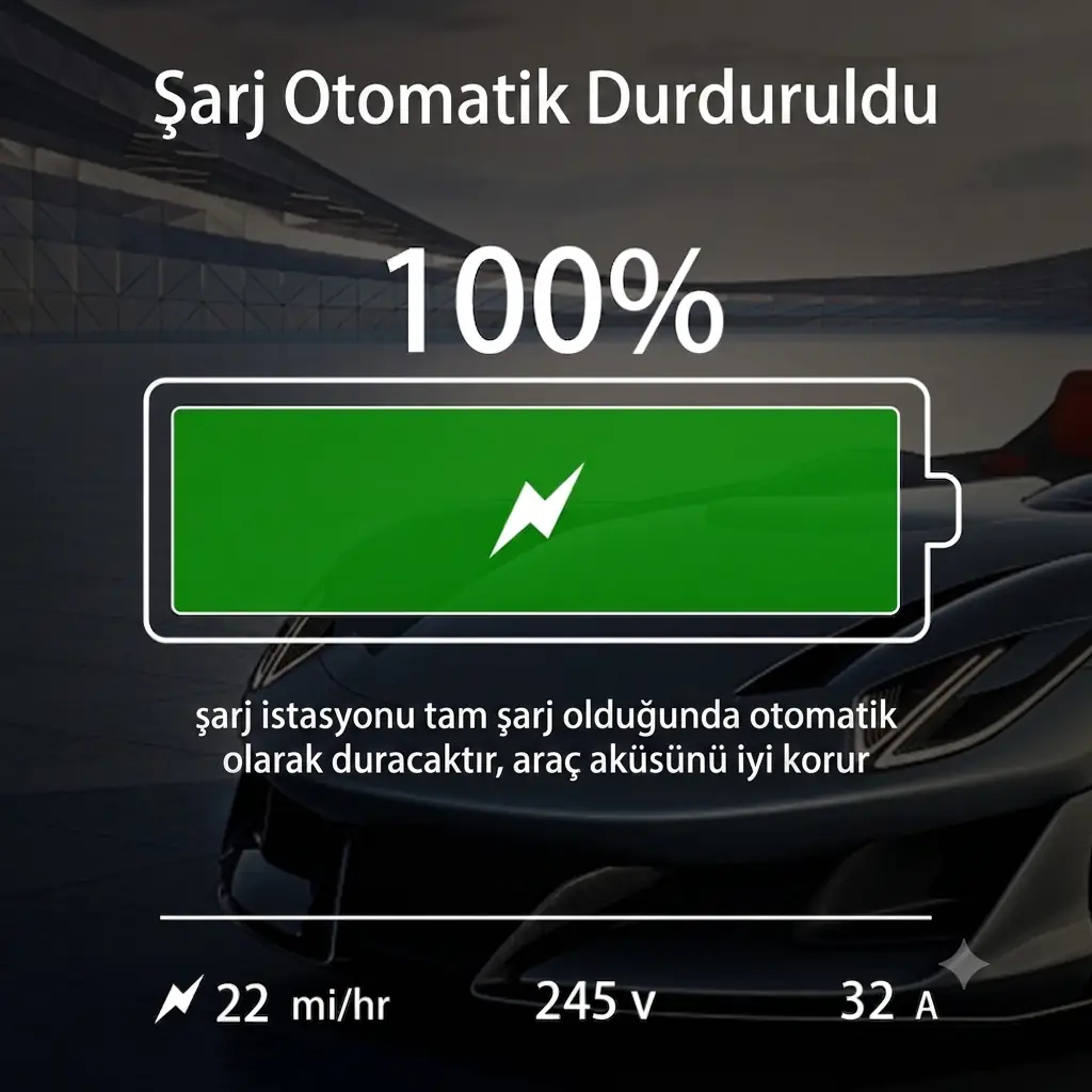 Feyree 32amper 1 Faz Tip-2 7kw Elektrikli Araç Şarj İstasyonu Wifi-app Özellikli 5metre 7,4 Kw