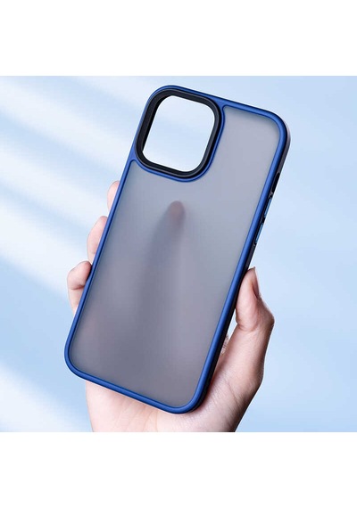 Apple Uyumlu iPhone 13 Mini Kılıf Kenarları Renkli Arkası Mat Kılıf Lacivert
