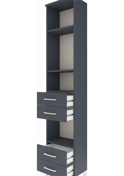 Arges Dolap 4 Raflı 4 Çekmeceli 44x30x221 Antrasit-antrasit Antrasit