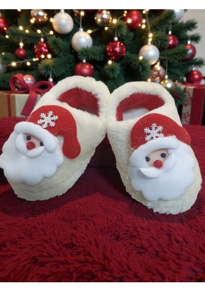 Huzurlu Adımlar Beyaz Noel Baba Panduf