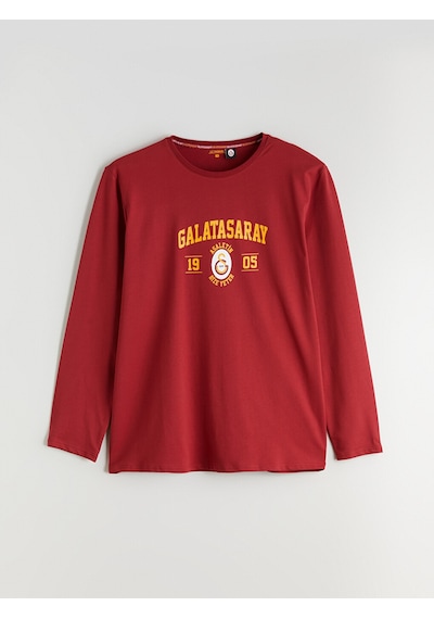 Lc Waıkıkı Kırmızı Büyük Beden Standart Kalıp Galatasaray Baskılı Erkek Pijama Takımı
