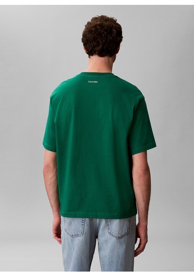 Jeans Bisiklet Yaka Baskılı Yeşil Erkek T-shirt Lv04rf823gl4g Yeşil T-shirt Yeşil