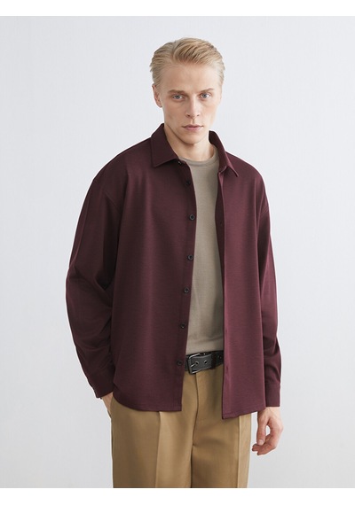 Lcw Vision Bordo Regular Fit Uzun Kollu Erkek Gömlek