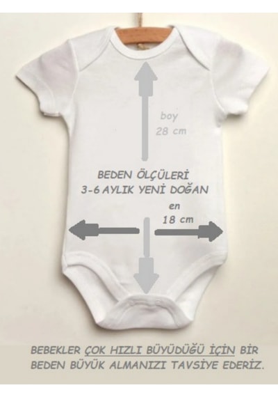 Harmandar Özel Baskılı Sünnet Oldum Yazılı Organik Pamuk Çıtçıtlı Bebek Body Sünnet Zıbını Beyaz