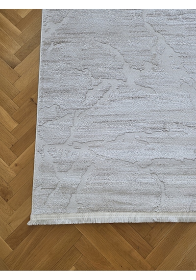 Elvey Home London Krem Bej Dekoratif Bambu Akrilik Yumuşak Modern Özel Ölçü Koridor Oturma Çocuk Odası Halısı 002-krem/bej