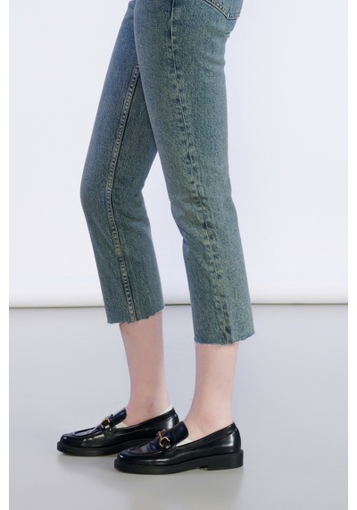 Kirli Mavi Yüksek Bel Paça Püskül Detaylı Mom Jeans-kirli Mavi