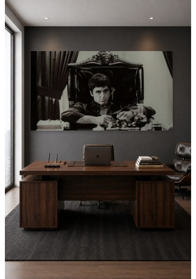 Tam Renk Godfather Tony Montana Alpacino Dekoratif Kanvas Duvar Tablosu Çok Renkli