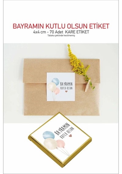 Bayramın Kutlu Olsun Sticker İyi Bayramlar Etiket 4x4 Cm 70 Adet
