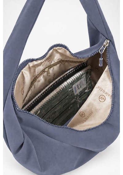 Vivaq Kadın Duna Gri Fermuarlı Astarlı Hobo Omuz Çantası