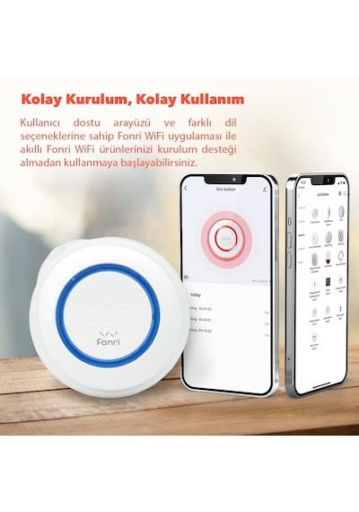 Fonri Akıllı Kablosuz Sos Panik Butonu Google Asistan Destekli, Wifi, Çoklu Bildirim, Pil Seviyesi, 2 Yıl Garantili, Tuya Destekli