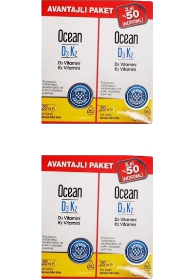 Ocean Vitamin D3k2 Damla 20 Ml 4lü