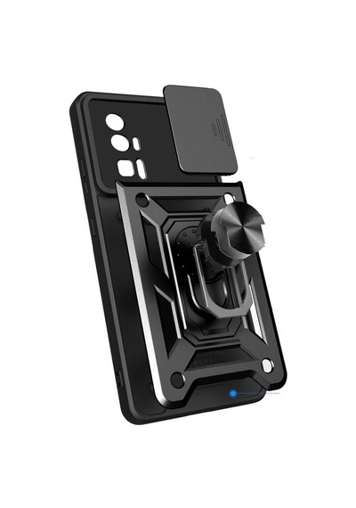 Rba Aksesuar Poco F5 Pro Kılıf Magnetik Standlı Kamera Korumalı Rba Sürgülü Vega Kapak - Siyah Siyah
