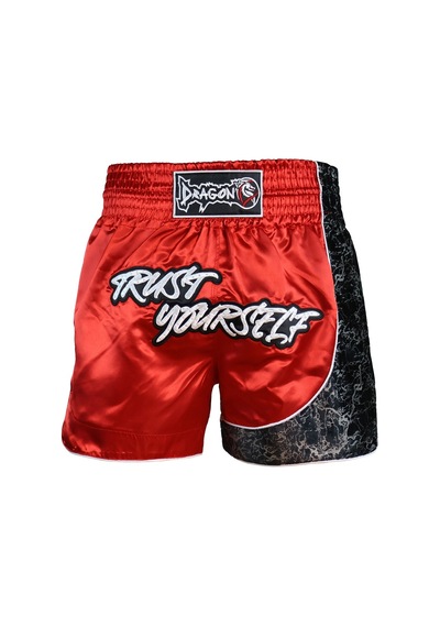 Dragondo Mt3409 Trust Yourself Kırmızı Muay Thai Kick Boks Şortu Kırmızı