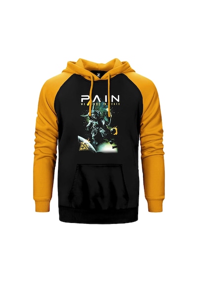 Pain We Come İn Peace Sarı Renk Reglan Kol Kapşonlu Sweatshirt Sarı