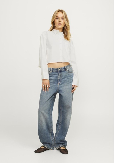 Jack & Jones Kadin Crop Poplin Gömlek - Jamie 12260549 White Beyaz