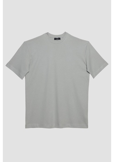 Tudors Unisex Oversize Geniş Kesim Pamuklu Yumuşak Dokulu Basic Bisiklet Yaka Gri Tişört-31706-gri Gri