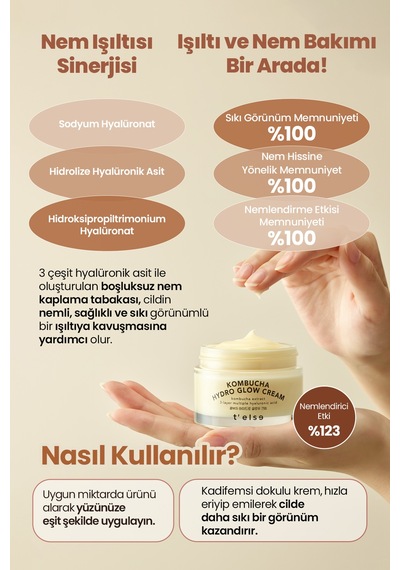 Cilde Parlak Görünüm Kazandıran Aydınlatıcı Ve Nemlendirici Krem T Else Kombucha Hydro Glow Cream