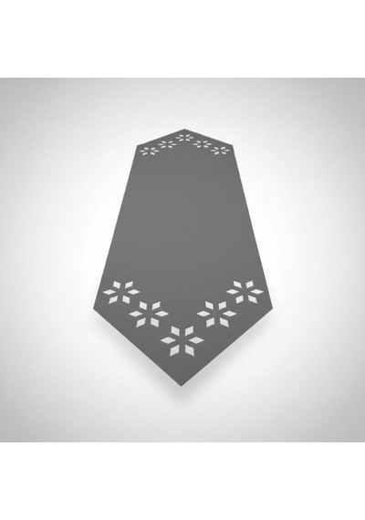1 Adet Deri Runner-40x140 Cm-çiçek Desenli Runner Gri