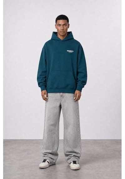 Respire Erkek Absofuckinlutely Baskılı Oversize Hoodie Zümrüt Zümrüt Yeşili