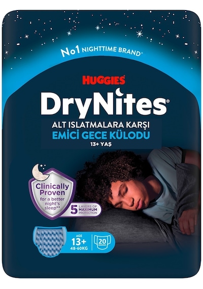 Drynites Emici Gece/külot Bez Erkek 13+yaş 48-60kg Xl 20 Adet XL