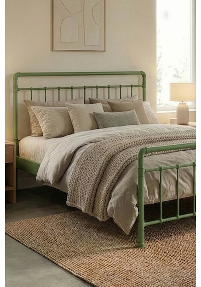 Unimet Odin Metal Karyola - Konik Geçme Konfor Destekli Latalı - 140x190/140x200/160x200/180x200 Yeşil Unimet Odin Metal Karyola - Konik Geçme Konfor Destekli Latalı - 140x190/140x200/160x200/180x200 Yeşil
