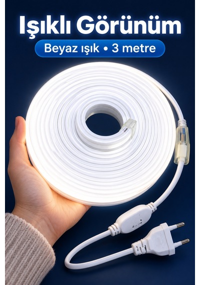 Fişli Şerit Aydınlatma Beyaz Işık 3 Metre Diğer