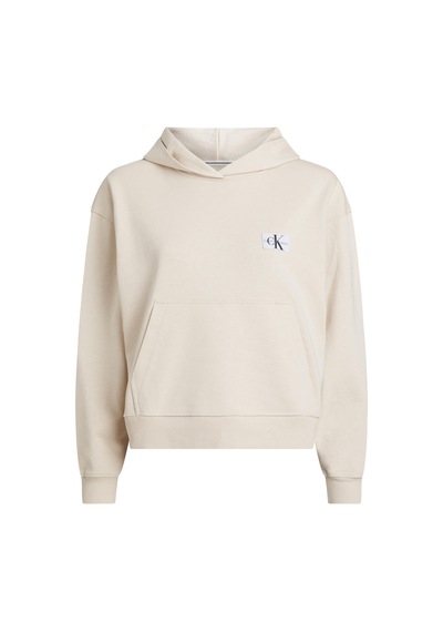 Calvin Klein Woven Label Hoodıe Kadın Krem Hoodie