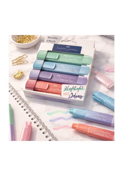 Faber-castell Metallic Effects Fosforlu Kalem Seti 4 Renk Metalik Işıltılı