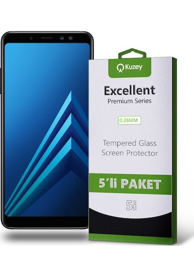 Samsung Galaxy A8 Plus 2018 ile Uyumlu Kırılmaz Temperli Ekran Koruyucu Cam Ekonomik 5'li Paket
