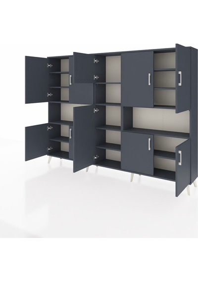 Arges Dolap 14 Raflı 10 Kapaklı 220x30x163 Antrasit-antrasit Antrasit - Antrasit Arges Dolap 14 Raflı 10 Kapaklı 220x30x163 Antrasit-antrasit Antrasit - Antrasit