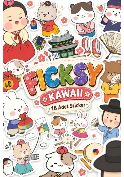 Kawaii Stili Sevimli Hayvanlar Kore Kıyafeti Temalı Sticker Seti - 18 Adet Etiket Çıkartma Diğer